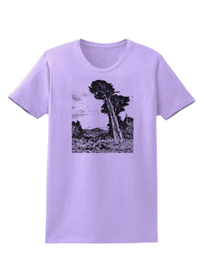 Colorado Landscape Watercolor BW Womens T-Shirt-Womens T-Shirt-TooLoud-Lavender-X-Small-Davson Sales