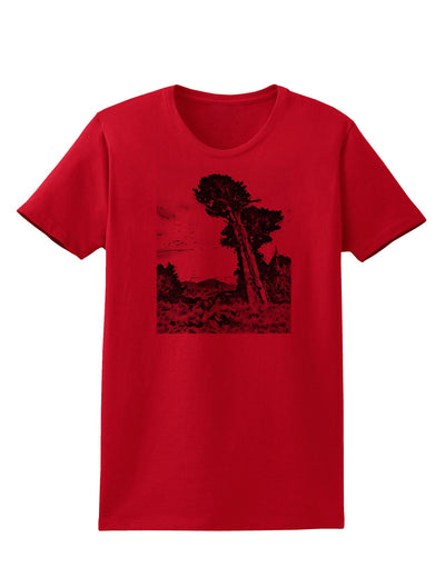 Colorado Landscape Watercolor BW Womens T-Shirt-Womens T-Shirt-TooLoud-Red-X-Small-Davson Sales