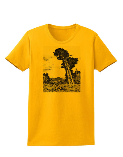 Colorado Landscape Watercolor BW Womens T-Shirt-Womens T-Shirt-TooLoud-Gold-X-Small-Davson Sales