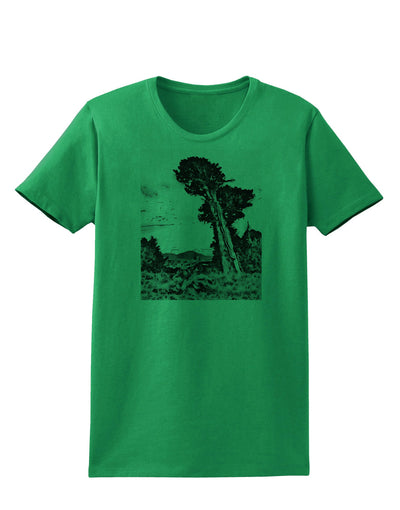 Colorado Landscape Watercolor BW Womens T-Shirt-Womens T-Shirt-TooLoud-Kelly-Green-X-Small-Davson Sales