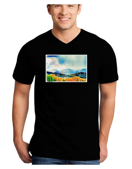 Colorado Mountain Scene Adult Dark V-Neck T-Shirt-TooLoud-Black-Small-Davson Sales