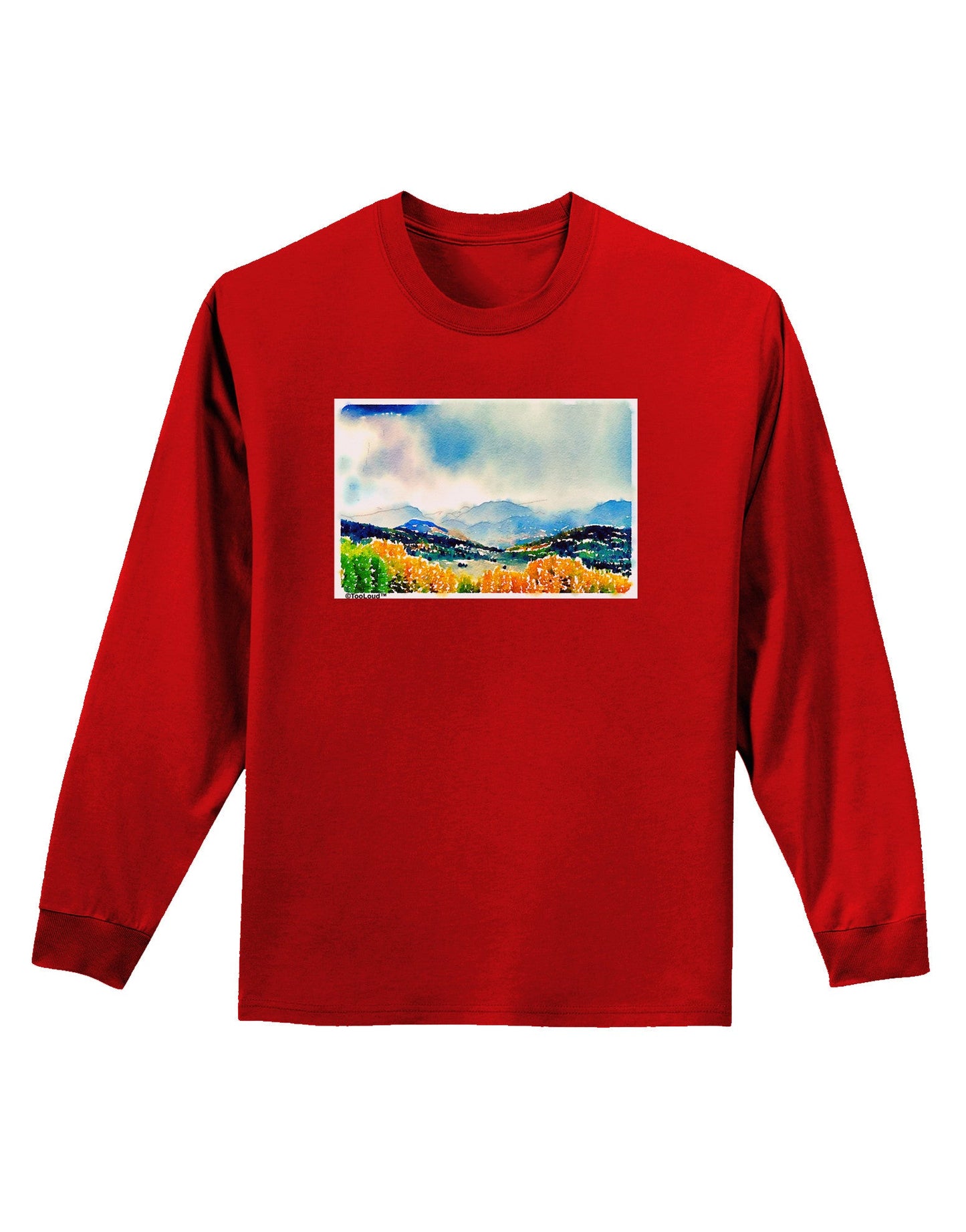 Colorado Mountain Scene Adult Long Sleeve Dark T-Shirt-TooLoud-Red-Small-Davson Sales