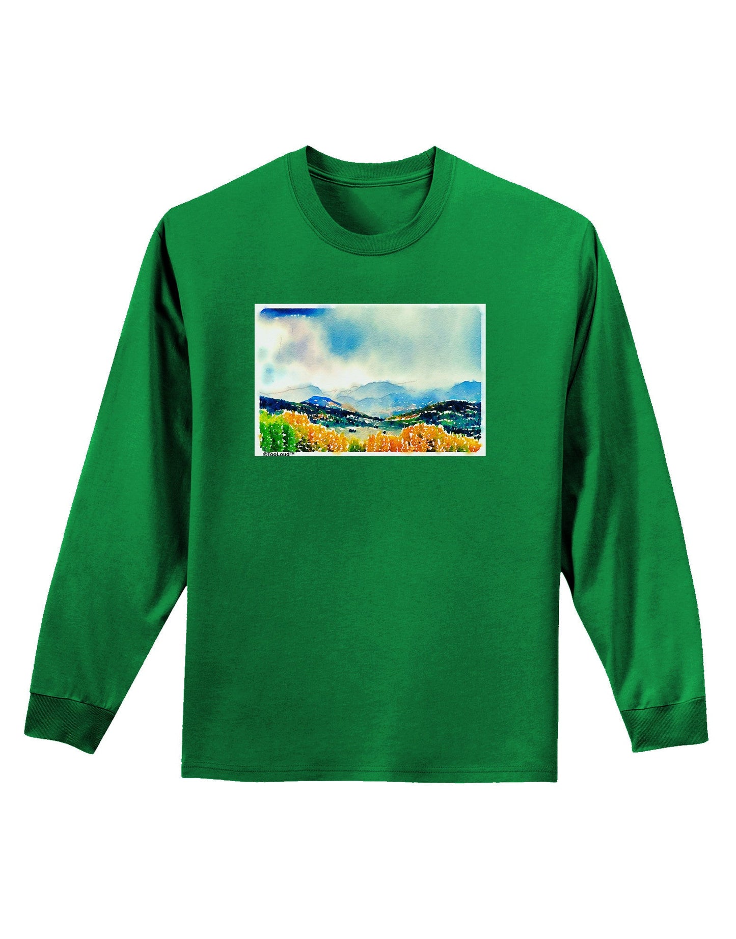 Colorado Mountain Scene Adult Long Sleeve Dark T-Shirt-TooLoud-Kelly-Green-Small-Davson Sales