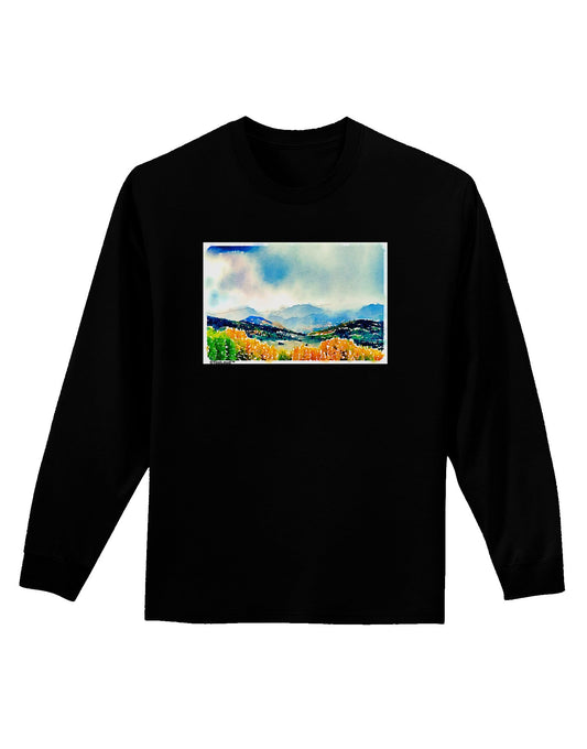 Colorado Mountain Scene Adult Long Sleeve Dark T-Shirt-TooLoud-Black-Small-Davson Sales