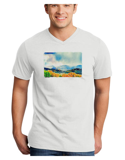 Colorado Mountain Scene Adult V-Neck T-shirt-Mens V-Neck T-Shirt-TooLoud-White-Small-Davson Sales