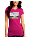 Colorado Mountain Scene Juniors Petite Crew Dark T-Shirt-T-Shirts Juniors Tops-TooLoud-Hot-Pink-Juniors Fitted Small-Davson Sales