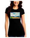 Colorado Mountain Scene Juniors Petite Crew Dark T-Shirt-T-Shirts Juniors Tops-TooLoud-Black-Juniors Fitted Small-Davson Sales