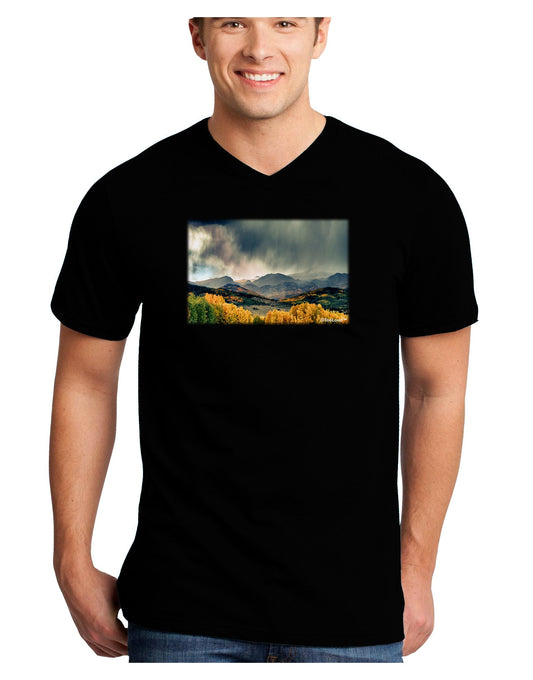Colorado Mountain Scene Photo Adult Dark V-Neck T-Shirt-TooLoud-Black-Small-Davson Sales
