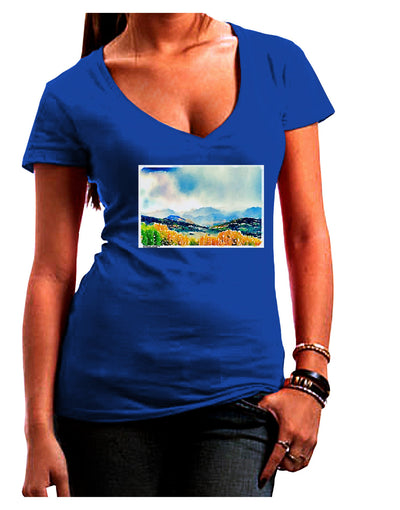 Colorado Mountain Scene Womens V-Neck Dark T-Shirt-Womens V-Neck T-Shirts-TooLoud-Royal-Blue-Juniors Fitted Small-Davson Sales