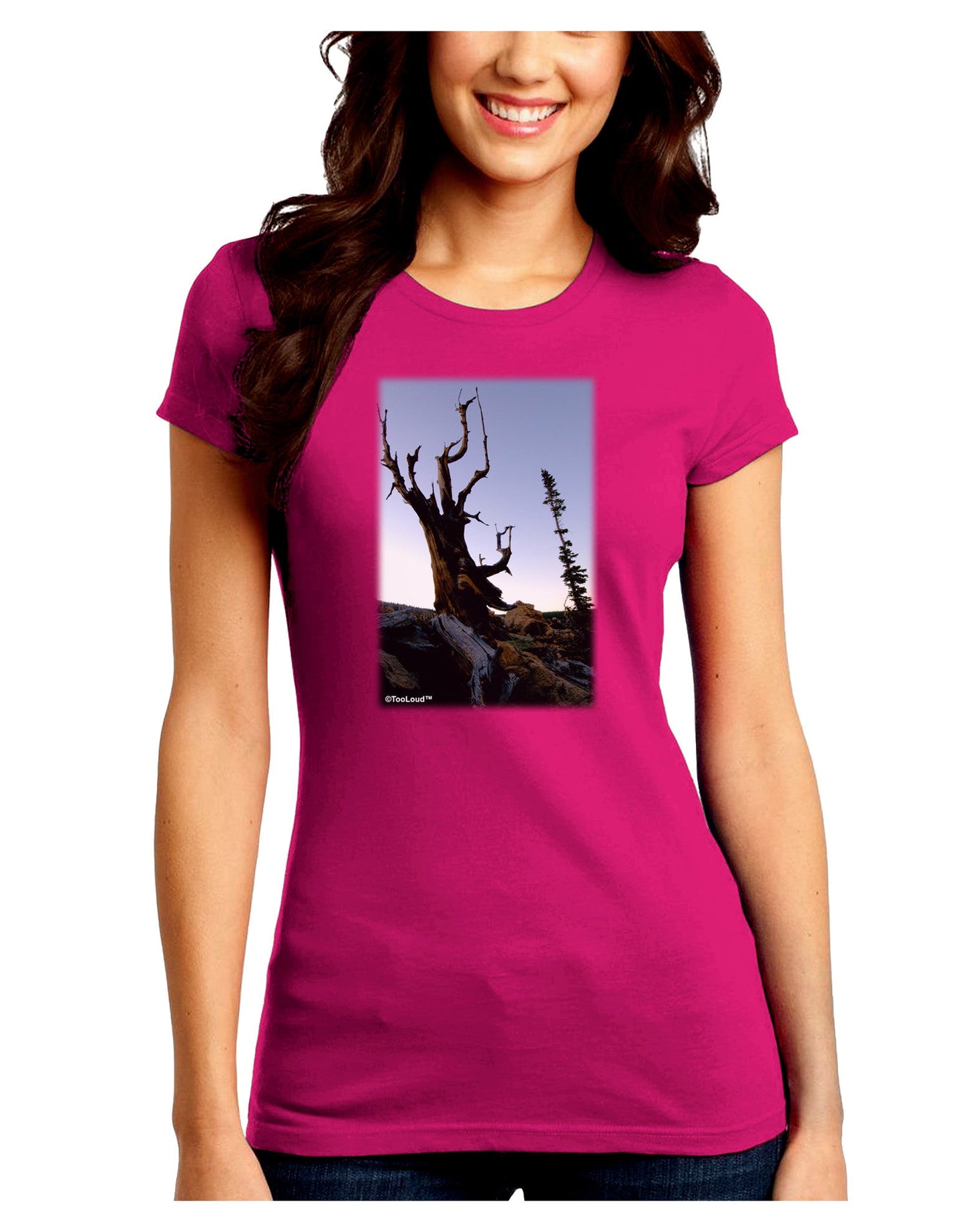 Colorado Mountain Scenery Juniors Petite Crew Dark T-Shirt-T-Shirts Juniors Tops-TooLoud-Hot-Pink-Juniors Fitted Small-Davson Sales