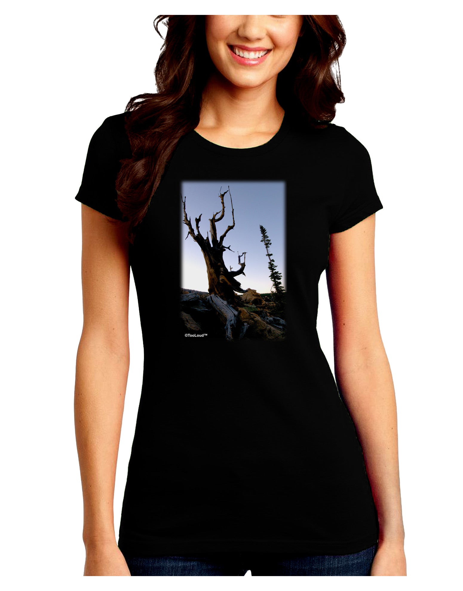 Colorado Mountain Scenery Juniors Petite Crew Dark T-Shirt-T-Shirts Juniors Tops-TooLoud-Black-Juniors Fitted Small-Davson Sales