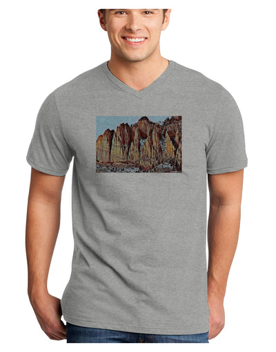 Colorado Mountain Spires Adult V-Neck T-shirt-Mens V-Neck T-Shirt-TooLoud-HeatherGray-Small-Davson Sales