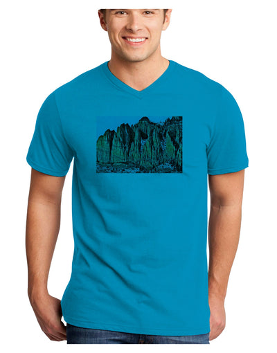 Colorado Mountain Spires Adult V-Neck T-shirt-Mens V-Neck T-Shirt-TooLoud-Turquoise-Small-Davson Sales