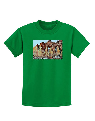 Colorado Mountain Spires Childrens Dark T-Shirt-Childrens T-Shirt-TooLoud-Kelly-Green-X-Small-Davson Sales