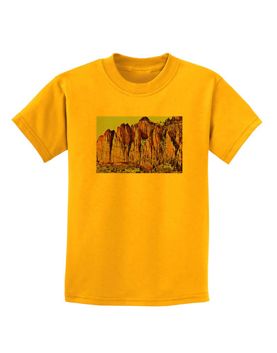 Colorado Mountain Spires Childrens T-Shirt-Childrens T-Shirt-TooLoud-Gold-X-Small-Davson Sales