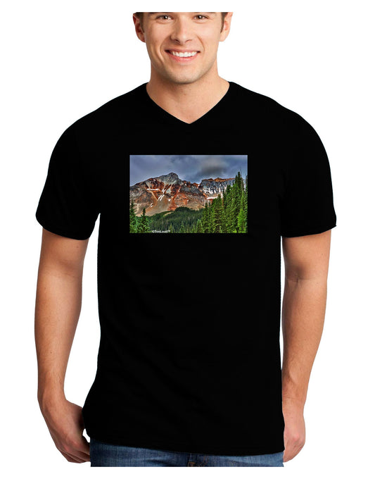 Colorado Mountains Forrest Adult Dark V-Neck T-Shirt-TooLoud-Black-Small-Davson Sales