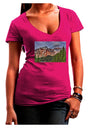 Colorado Mountains Forrest Juniors V-Neck Dark T-Shirt-Womens V-Neck T-Shirts-TooLoud-Hot-Pink-Juniors Fitted Small-Davson Sales