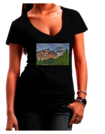 Colorado Mountains Forrest Juniors V-Neck Dark T-Shirt-Womens V-Neck T-Shirts-TooLoud-Black-Juniors Fitted Small-Davson Sales