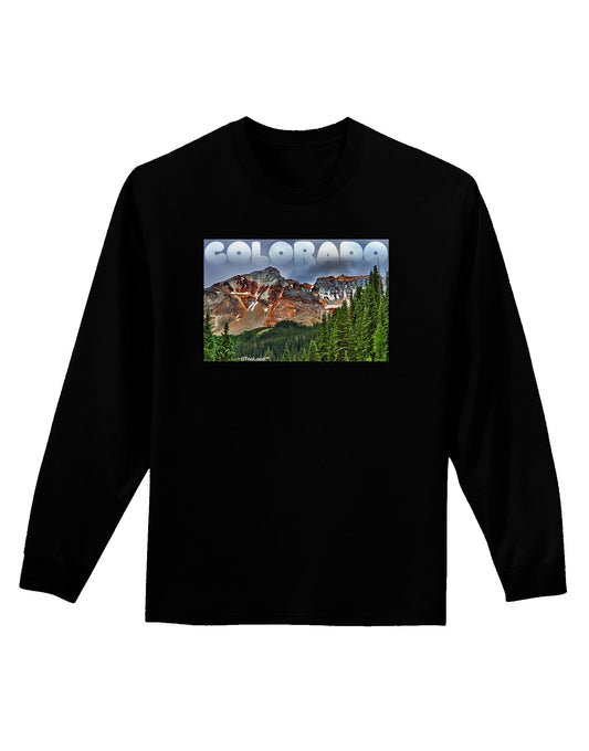 Colorado Mountains Forrest Text Adult Long Sleeve Dark T-Shirt-TooLoud-Black-Small-Davson Sales