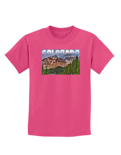 Colorado Mountains Forrest Text Childrens Dark T-Shirt-Childrens T-Shirt-TooLoud-Sangria-X-Small-Davson Sales