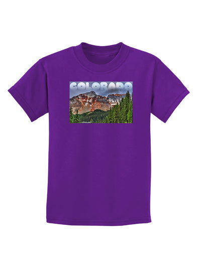 Colorado Mountains Forrest Text Childrens Dark T-Shirt-Childrens T-Shirt-TooLoud-Purple-X-Small-Davson Sales