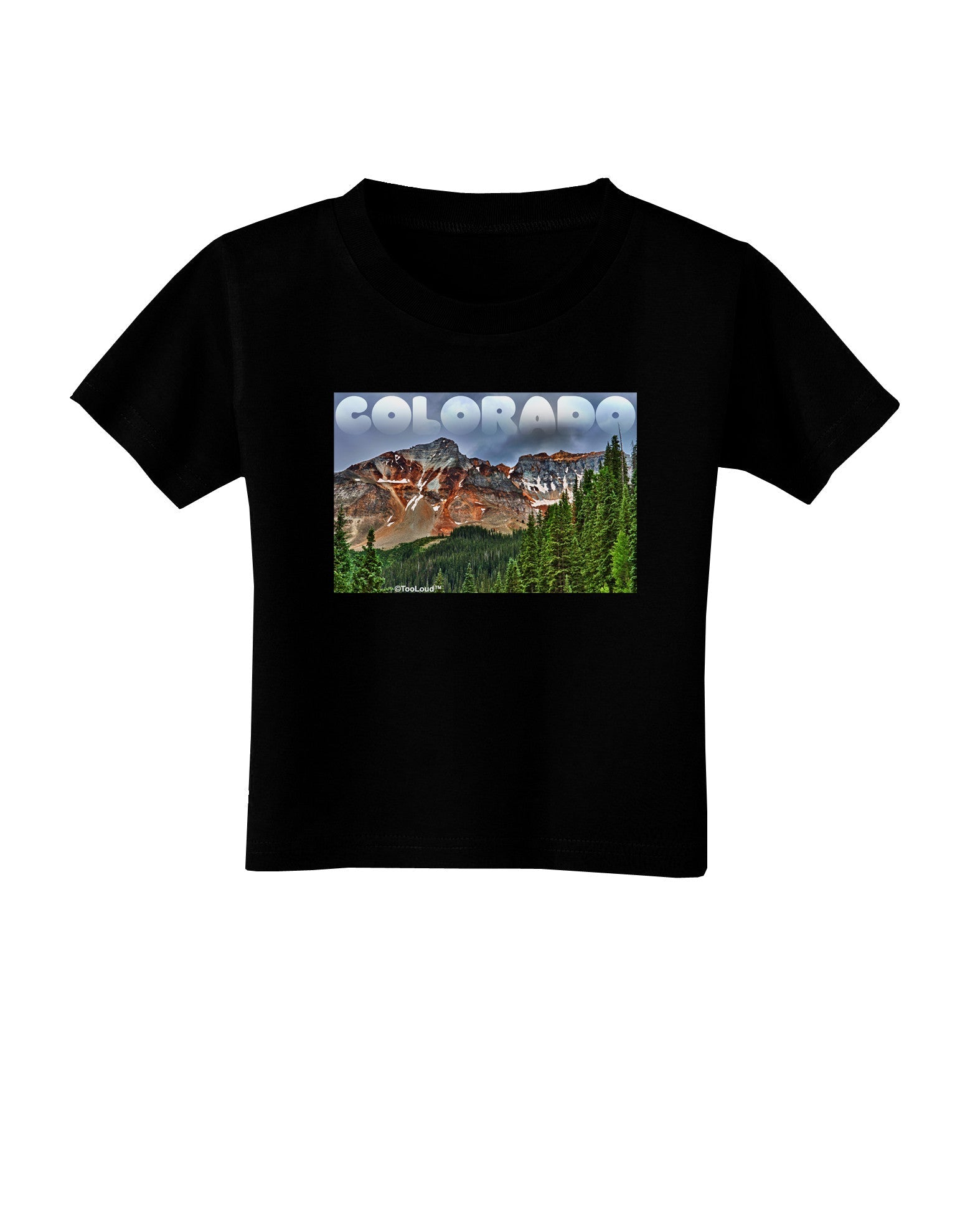 Colorado Mountains Forrest Text Toddler T-Shirt Dark-Toddler T-Shirt-TooLoud-Black-2T-Davson Sales