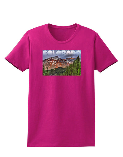 Colorado Mountains Forrest Text Womens Dark T-Shirt-TooLoud-Hot-Pink-Small-Davson Sales