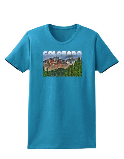 Colorado Mountains Forrest Text Womens Dark T-Shirt-TooLoud-Turquoise-X-Small-Davson Sales