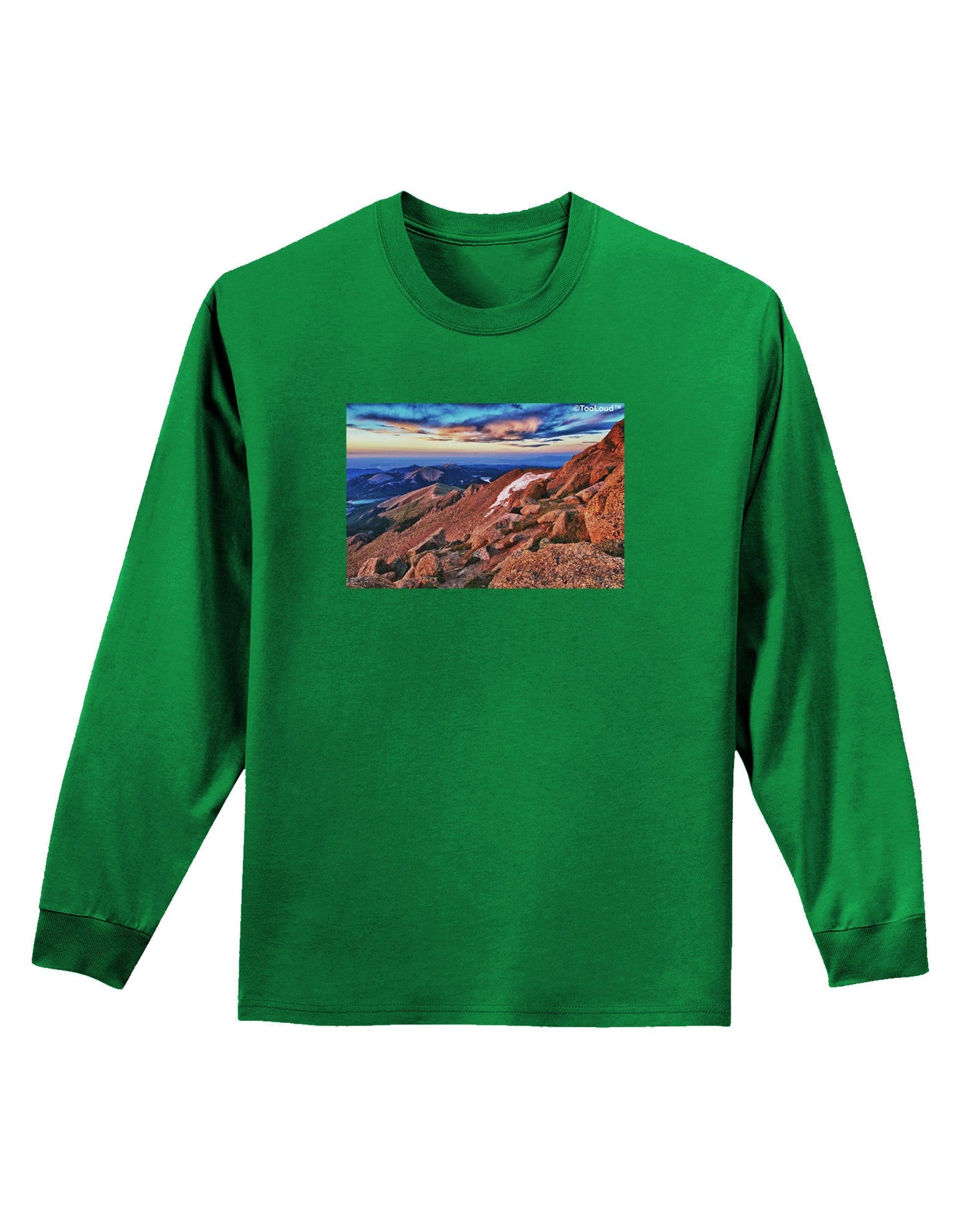 Colorado Mtn Sunset Adult Long Sleeve Dark T-Shirt-TooLoud-Kelly-Green-Small-Davson Sales