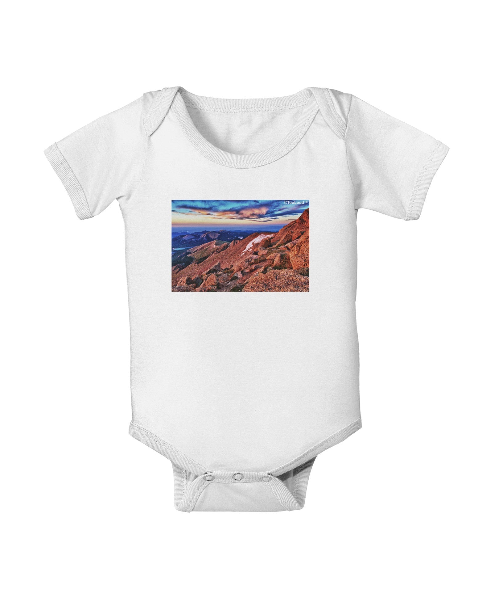 Colorado Mtn Sunset Baby Romper Bodysuit-Baby Romper-TooLoud-White-06-Months-Davson Sales