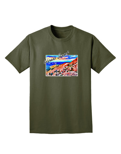 Colorado Mtn Sunset Bold WaterColor Adult Dark T-Shirt-Mens T-Shirt-TooLoud-Military-Green-Small-Davson Sales