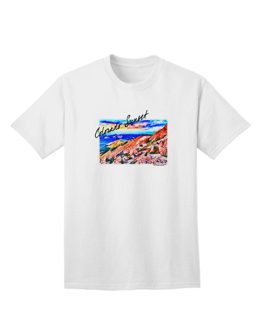 Colorado Mtn Sunset Bold WaterColor Adult T-Shirt-Mens T-Shirt-TooLoud-White-Small-Davson Sales