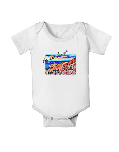 Colorado Mtn Sunset Bold WaterColor Baby Romper Bodysuit-Baby Romper-TooLoud-White-06-Months-Davson Sales