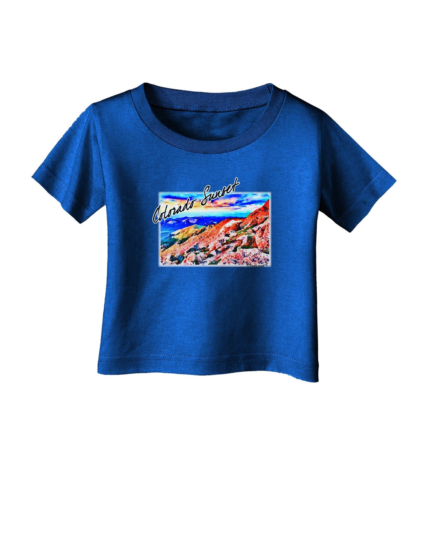 Colorado Mtn Sunset Bold WaterColor Infant T-Shirt Dark-Infant T-Shirt-TooLoud-Royal-Blue-06-Months-Davson Sales