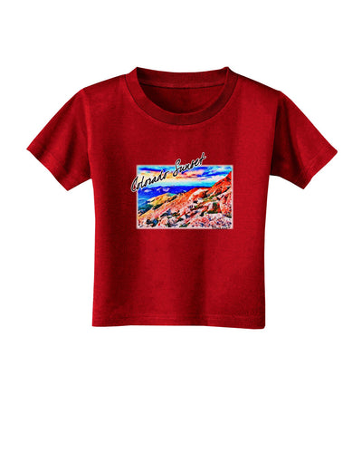 Colorado Mtn Sunset Bold WaterColor Toddler T-Shirt Dark-Toddler T-Shirt-TooLoud-Red-2T-Davson Sales