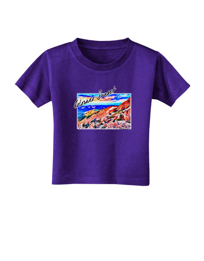 Colorado Mtn Sunset Bold WaterColor Toddler T-Shirt Dark-Toddler T-Shirt-TooLoud-Purple-2T-Davson Sales