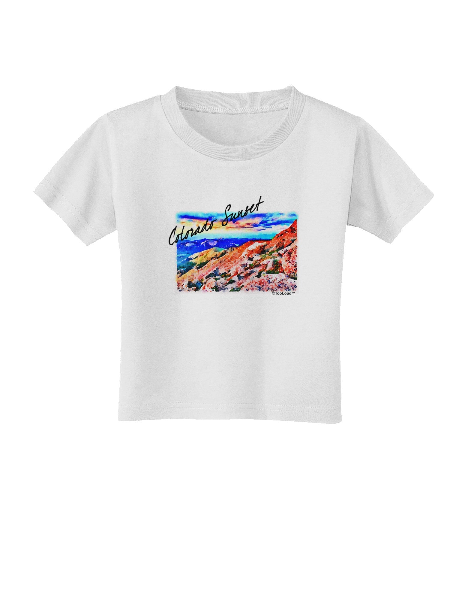 Colorado Mtn Sunset Bold WaterColor Toddler T-Shirt-Toddler T-Shirt-TooLoud-White-2T-Davson Sales