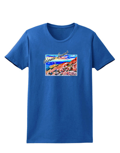 Colorado Mtn Sunset Bold WaterColor Womens Dark T-Shirt-TooLoud-Royal-Blue-X-Small-Davson Sales