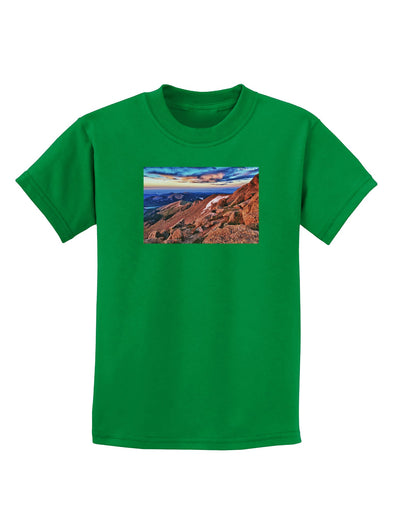 Colorado Mtn Sunset Childrens Dark T-Shirt-Childrens T-Shirt-TooLoud-Kelly-Green-X-Small-Davson Sales