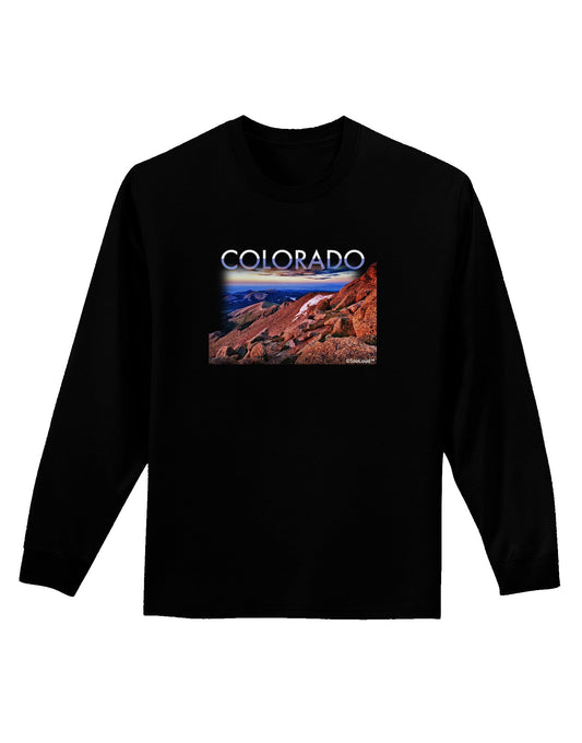 Colorado Mtn Sunset Cutout Adult Long Sleeve Dark T-Shirt-TooLoud-Black-Small-Davson Sales