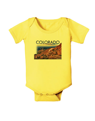 Colorado Mtn Sunset Cutout Baby Romper Bodysuit-Baby Romper-TooLoud-Yellow-06-Months-Davson Sales