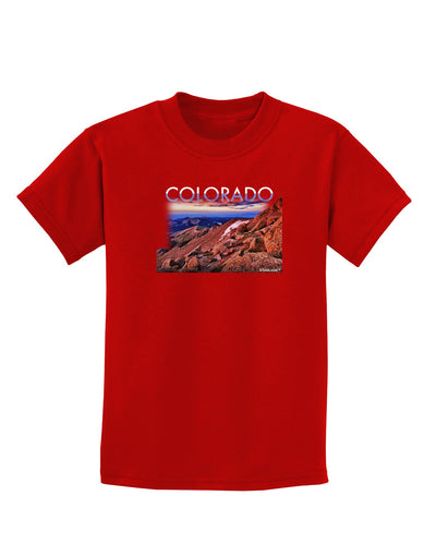 Colorado Mtn Sunset Cutout Childrens Dark T-Shirt-Childrens T-Shirt-TooLoud-Red-X-Small-Davson Sales