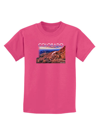 Colorado Mtn Sunset Cutout Childrens Dark T-Shirt-Childrens T-Shirt-TooLoud-Sangria-X-Small-Davson Sales