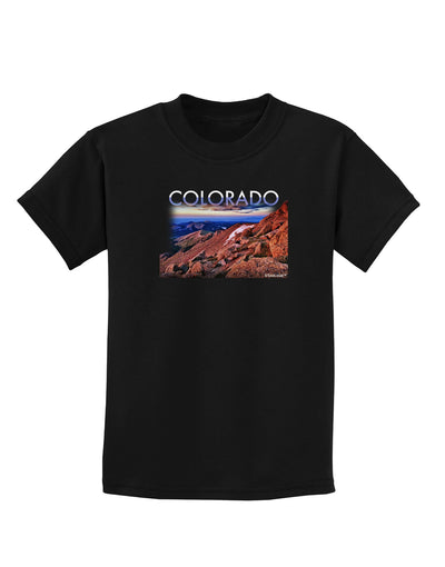 Colorado Mtn Sunset Cutout Childrens Dark T-Shirt-Childrens T-Shirt-TooLoud-Black-X-Small-Davson Sales