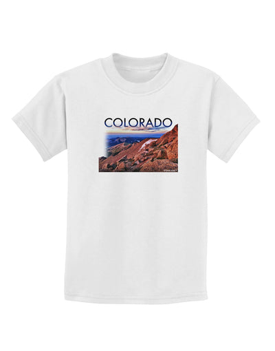 Colorado Mtn Sunset Cutout Childrens T-Shirt-Childrens T-Shirt-TooLoud-White-X-Small-Davson Sales