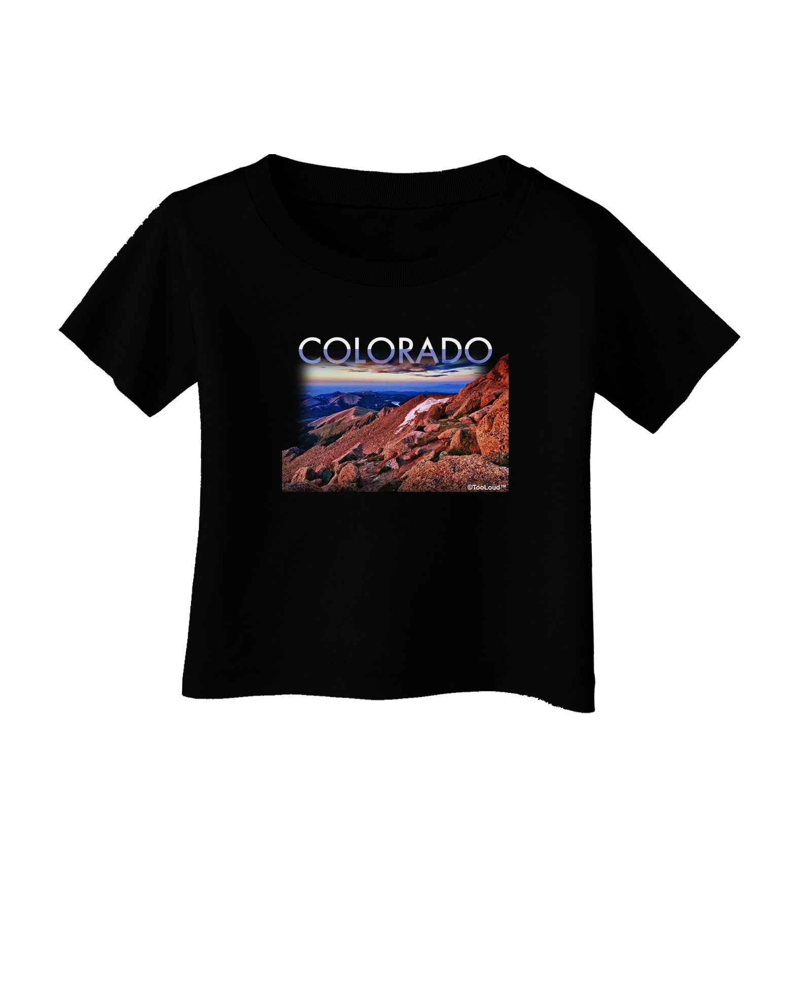 Colorado Mtn Sunset Cutout Infant T-Shirt Dark-Infant T-Shirt-TooLoud-Black-06-Months-Davson Sales