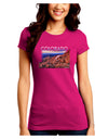 Colorado Mtn Sunset Cutout Juniors Crew Dark T-Shirt-T-Shirts Juniors Tops-TooLoud-Hot-Pink-Juniors Fitted Small-Davson Sales