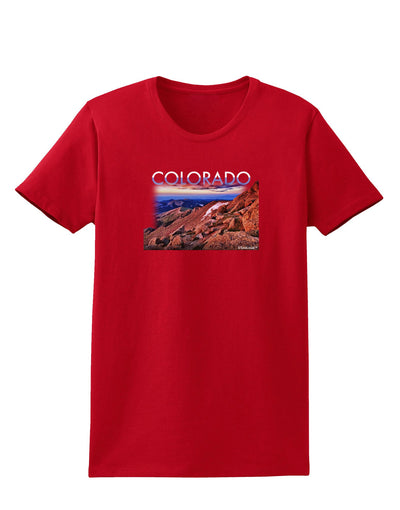 Colorado Mtn Sunset Cutout Womens Dark T-Shirt-TooLoud-Red-X-Small-Davson Sales