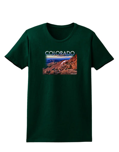 Colorado Mtn Sunset Cutout Womens Dark T-Shirt-TooLoud-Forest-Green-Small-Davson Sales