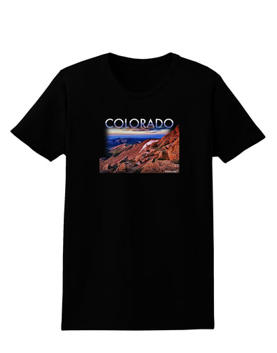 Colorado Mtn Sunset Cutout Womens Dark T-Shirt-TooLoud-Black-X-Small-Davson Sales